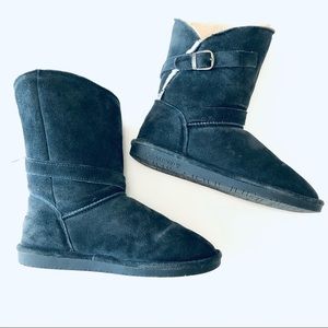 Bear Paw Dark Grey Suede Boots with Sherpa Lining - Women’s 10